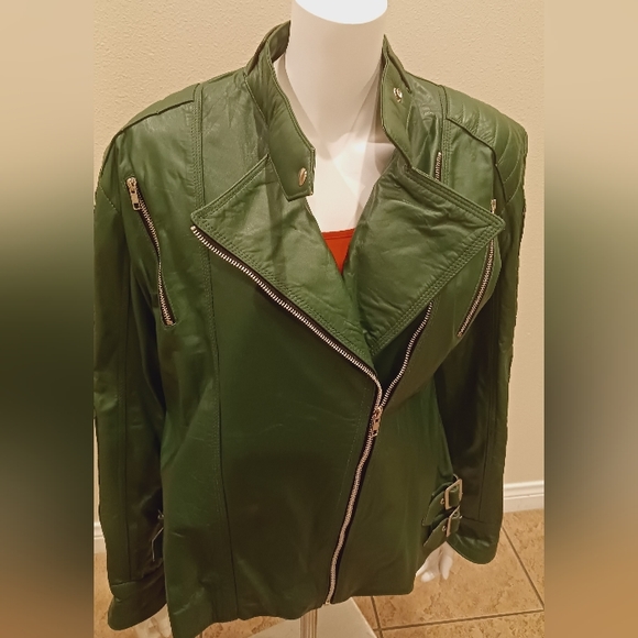 Women Genuine Leather Jacket Motorcycle size XXL - Picture 7 of 11